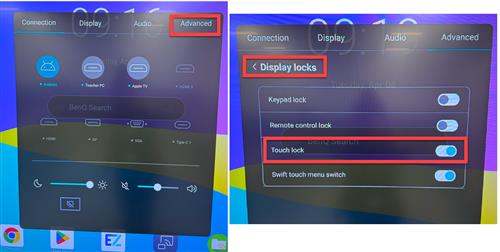Settings > Advanced > Display locks > Touch lock